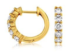 14k yellow gold 10 round diamond hoop earrings 
