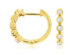 14K Yellow Gold 10 Round Diamonds Bazel Set Hoops Earvend Part