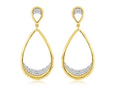 14K Yellow Gold Diamond Pear Shape Dangle Earrings  