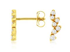 14K YELLOW GOLD DIAMOND EAR CLIMBERS