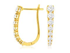 14K Yellow Gold J-Click-In-Back Diamond Hoop Earrings