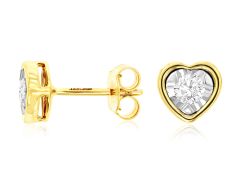 14K Yellow Gold Diamond Heart Shape Earring