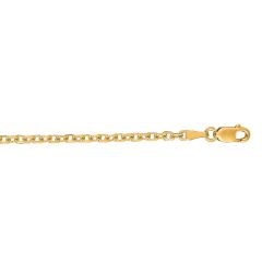 14kt 16" Yellow Gold Diamond Cut Cable Link Chain with Lobster Clasp CAB060-16