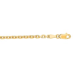 14kt 20" Yellow Gold Diamond Cut Cable Link Chain with Lobster Clasp CAB080-20