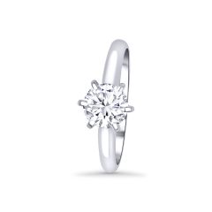 14K White Gold Round Diamond Engagement Ring DRSR24639