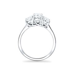 14K White Gold Three Princess Cut Diamond Engagement RIng 