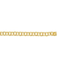 14kt 8" Yellow Gold Diamond Cut Double Link Charm Bracelet with Box Catch Clasp CB130-08