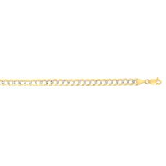 14kt Gold 30" Yellow+White Finish Diamond Cut Comfort Pave Curb Chain with Lobster Clasp CPC150-30