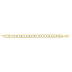 14kt Gold 30" Yellow+White Finish Pave Curb Link Comfort Pave Curb Chain with Lobster Clasp CPC280-30