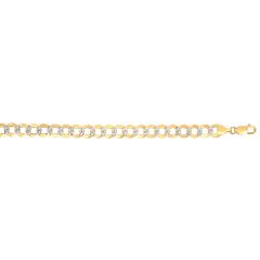 14kt Gold 26" Yellow Finish Pave Curb Link Comfort Pave Curb Chain with Lobster Clasp CPC310-26