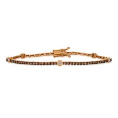 Le Vian Chocolatier® Bracelet featuring 1/5 cts. Vanilla Diamonds® , 1 cts. Chocolate Diamonds®  set in 14K Strawberry Gold®