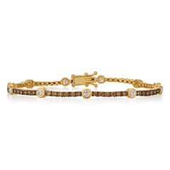 Le Vian Chocolatier® Bracelet featuring 1/2 cts. Vanilla Diamonds® , 1  1/2 cts. Chocolate Diamonds®  set in 14K Honey Gold™