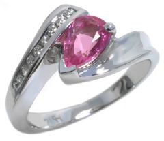 14K White Gold Diamond and Pink Sapphire Ring HB202464SAPW