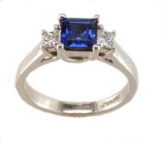 14K White Gold Diamond and Sapphire Ring HB22633SAW