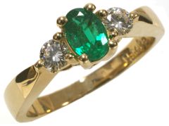 14K Yellow Gold Oval Emerald & Diamond Ring HB06383EM