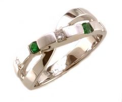 14K White Gold Diamond and Emerald Ring HB20638EMW