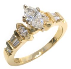 14K Yellow Gold Marquise Center Diamond Engagement Ring HB01145