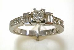 14K White Gold Princess Cut Trio Diamond Engagement Ring HB11271-HI/SI