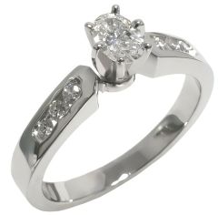 14K White Gold Oval Diamond Engagement Ring HB02560