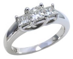14K White Gold 3 Princess Cut Diamonds 0.80carat total weight Engagement Ring HB20985
