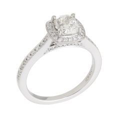 14K White Gold Cushion Cut Diamond Halo Ring KR2356W