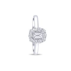 18K White Gold Cushion-Cut Diamond Halo Engagement Ring
