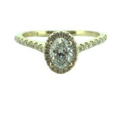14KT Yellow Gold Oval-0.50CTW/32RD-0.35CTW Diamond Engagement Ring