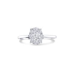 14K White Gold Round Diamond Cluster Engagement Ring
