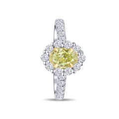 Platinum / 18KT Yellow Crown Oval-0.76CTW/20RD-0.56CTW Diamond Engagement Ring