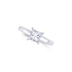 Ladies 14 Karat White Gold Solitaire Ring with one 0.58CT Princess-Cut Diamond, Color- GH, Clarity- VS2SI1.