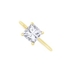 14K Yellow Gold Ring with a 1.76CT Princess-Cut Diamond, Color- J, Clarity- VS2. 