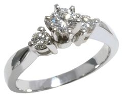14K White gold 3 Round Diamond 0.50 carat total weight engagement ring HB06038