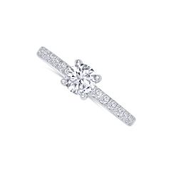 14K White Gold Round Diamond Tiffany Style Ring 