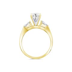 14K Gold 2 or 3 Tone Round 1.18CT Diamond Ring, Color- HI, Clarity- SI3I1. Along with 2, 0.22CTW Baguette Diamonds.