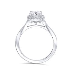 14K White Gold Round Diamond Halo Engagement Ring 