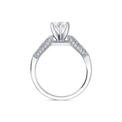 
14K White Gold Round 0.76CT Diamond Ring, with Round 0.32ctw Diamonds along the band.