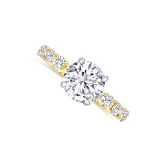 14K Gold two ot three Toned Round 2.00CT Diamond Ring with Round 0.28CTW Diamonds alone the sides.