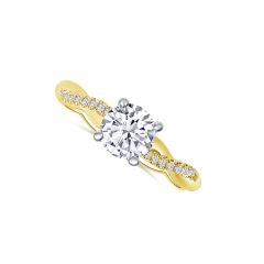 14K Yellow Gold Round 1.21CT Diamond, Color- J, Clarity- SI1. Along with multiple Round 0.18CTW Diamond Side Stones.