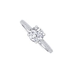 14K White Gold Round Hidden Halo Diamond Engagement Ring