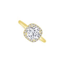 14K Yellow Gold Round 1.78CT Diamond, Color- H, Clarity- SI3. With Round 0.23CTW Diamond Halo Ring.