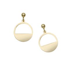 14K Yellow Gold Half Disc Cutout Earrings ER10433