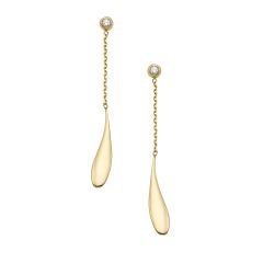 14K Yellow Gold .05CT Diamond Gocce Drop Earrings ER10435 