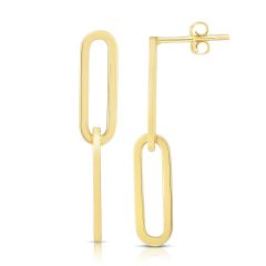 14kt Gold Yellow Finish 32.17x5.9mm Polished Oval Paper Clip Earring with Push Back Clasp ER11278