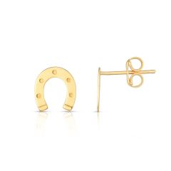 14kt Gold Yellow Finish 8.4x8.8mm Polished Horseshoe Stud Earring with Push Back Clasp ER11339