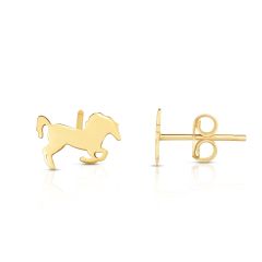 14kt Gold Yellow Finish 10.8x7mm Polished Horse Stud Earring with Push Back Clasp ER11379