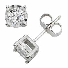 Miracle Studs 14kt White Gold Diamond Solitare Earrings 0.50cttw ER50RD-W4WMP-IN