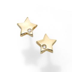 14kt Yellow Gold Post Star Earring with Push Back Clasp with 0.01ct 1mm White Diamond ER8796