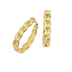 14K Yellow Gold Gourmette Curb Chain Graduated Hoops ER8935