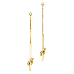 14K Yellow Gold Amore Knot Drop Earrings ER9028