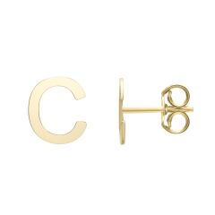 14kt Yellow Gold Polished Initial-C Post Earring ERC11192